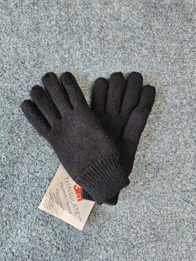 NWT 3M Thinsulate Insulated Black Knit Winter Gloves Unisex One Size